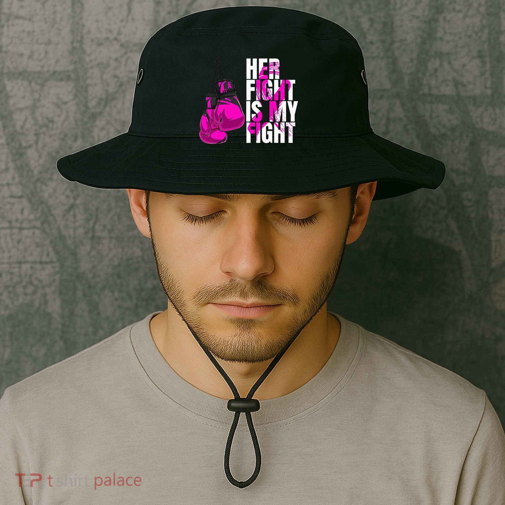 Breast Cancer Awareness Husband Support Squad Bucket Hat