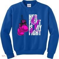 Breast Cancer Awareness Husband Support Squad Kids Sweatshirt thumb 0