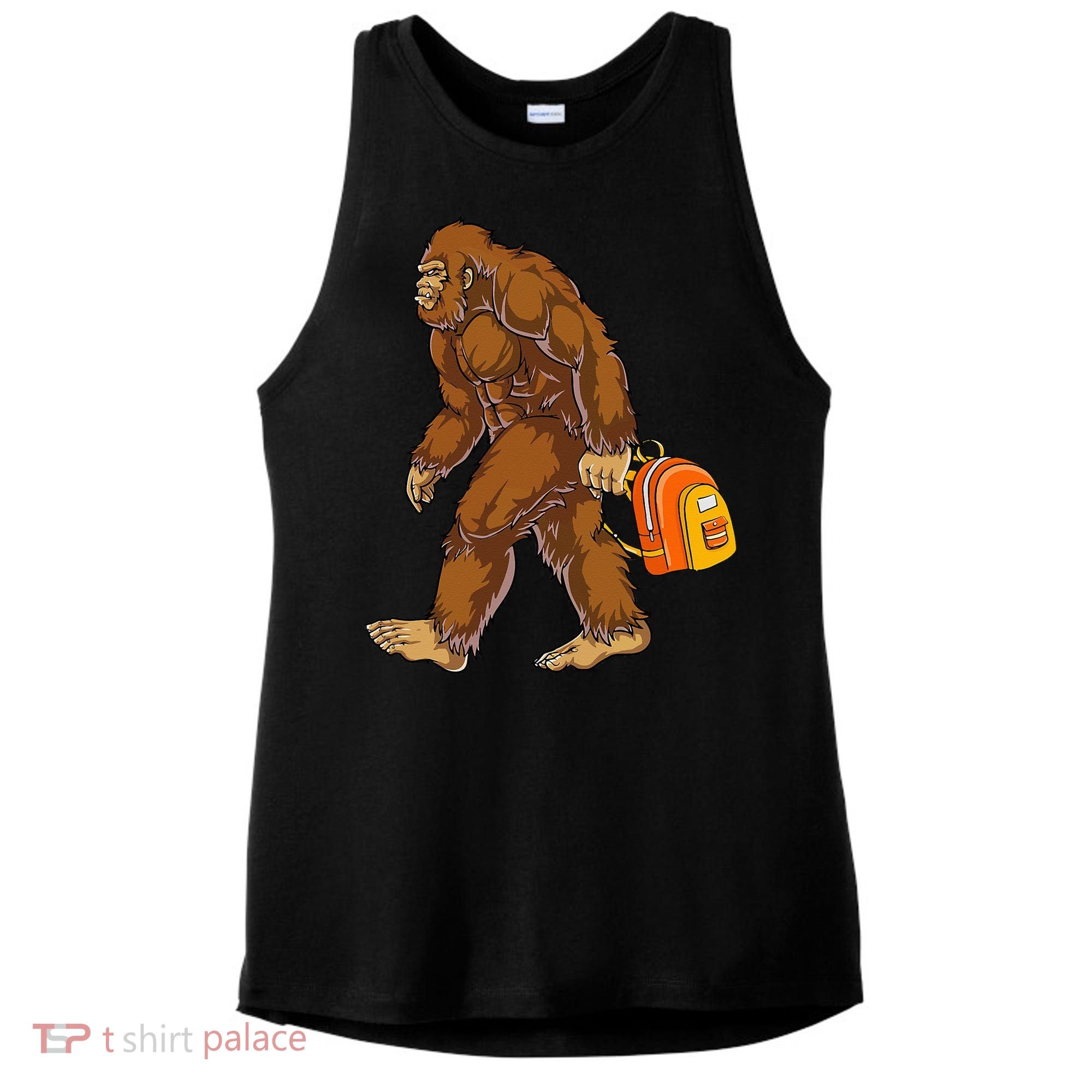 Bigfoot Carrying a Backpack Sasquatch Back To School Funny Ladies PosiCharge Tri-Blend Wicking Tank