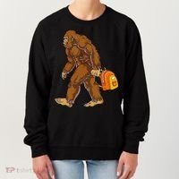 Bigfoot Carrying a Backpack Sasquatch Back To School Funny Women's Sweatshirt thumb 0