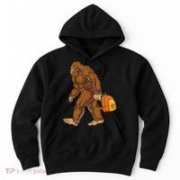 Bigfoot Carrying a Backpack Sasquatch Back To School Funny Hoodie thumb 0