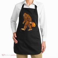 Bigfoot Carrying a Backpack Sasquatch Back To School Funny Apron thumb 2