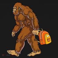 Bigfoot Carrying a Backpack Sasquatch Back To School Funny Apron thumb 3