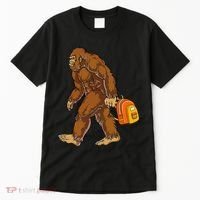 Bigfoot Carrying a Backpack Sasquatch Back To School Funny Tall T-Shirt thumb 0
