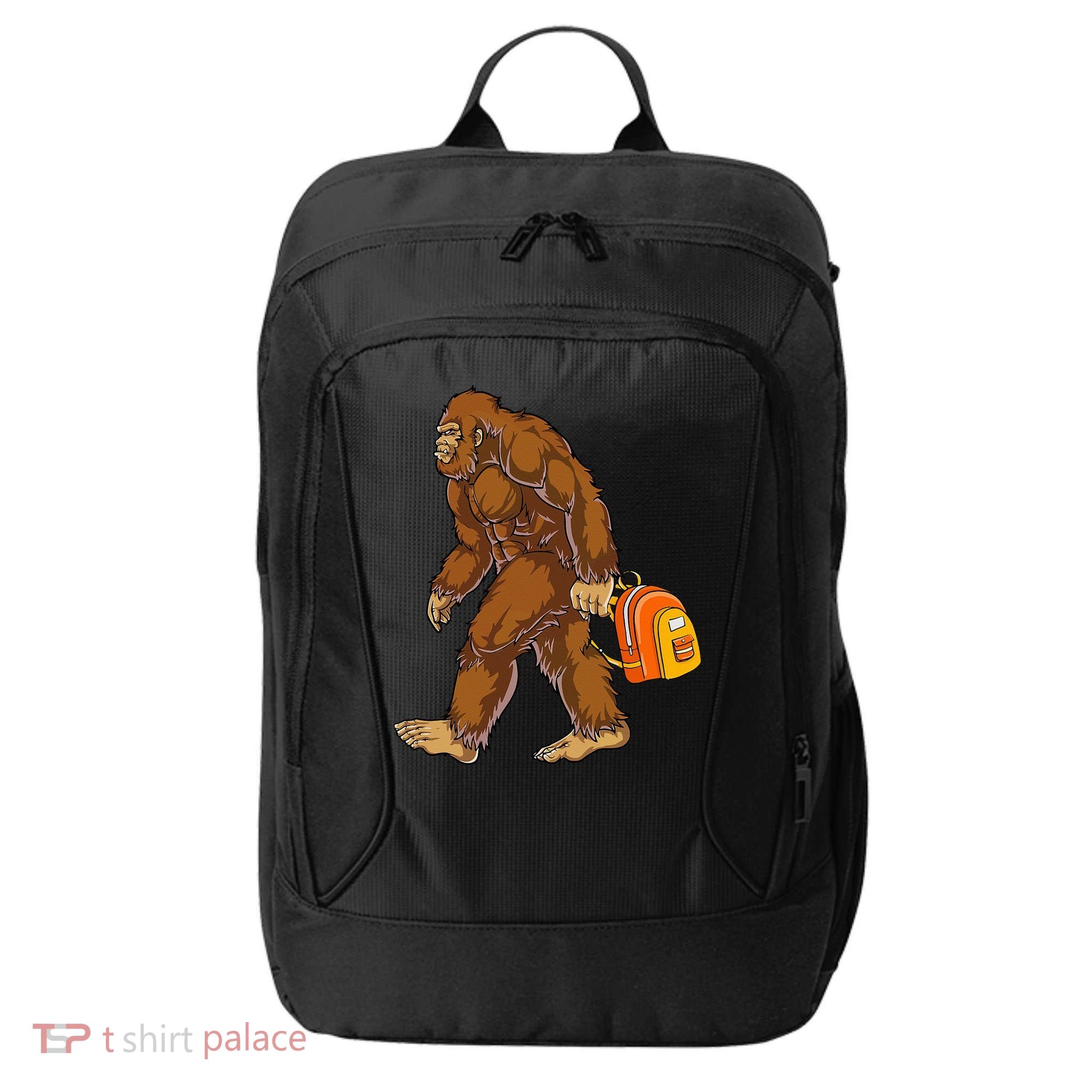Bigfoot Carrying a Backpack Sasquatch Back To School Funny City Backpack