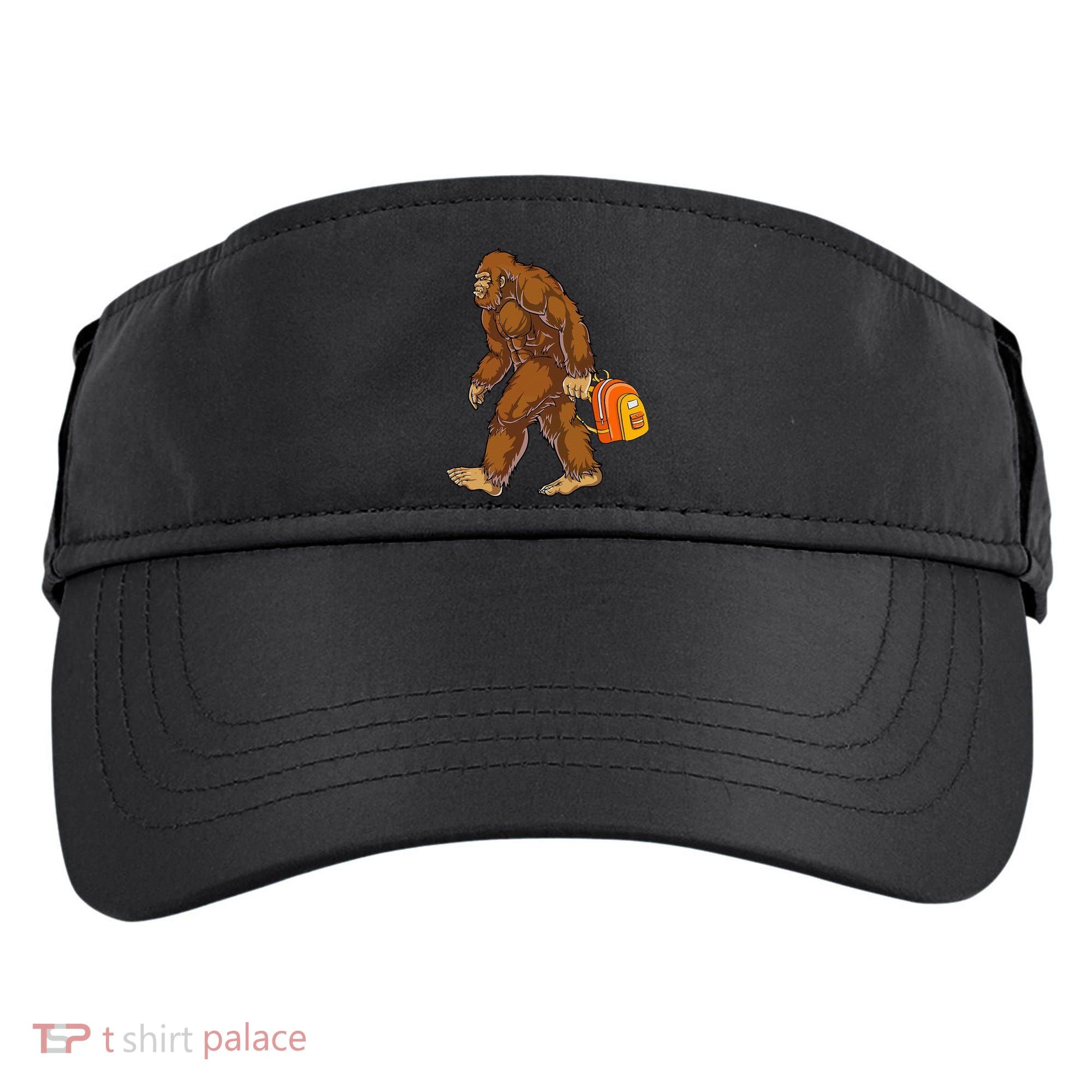 Bigfoot Carrying a Backpack Sasquatch Back To School Funny Adult Drive Performance Visor