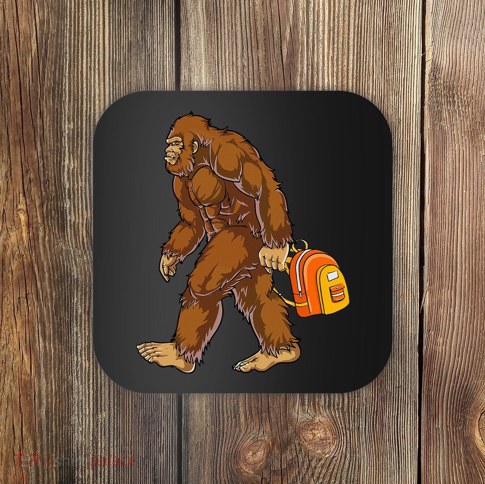 Bigfoot Carrying a Backpack Sasquatch Back To School Funny Coaster