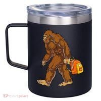 Bigfoot Carrying a Backpack Sasquatch Back To School Funny 12oz Stainless Steel Coffee Mug thumb 2