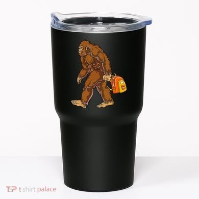 Bigfoot Carrying a Backpack Sasquatch Back To School Funny Tumbler