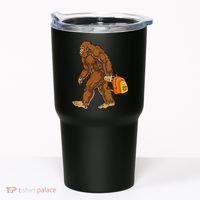Bigfoot Carrying a Backpack Sasquatch Back To School Funny Tumbler thumb 0