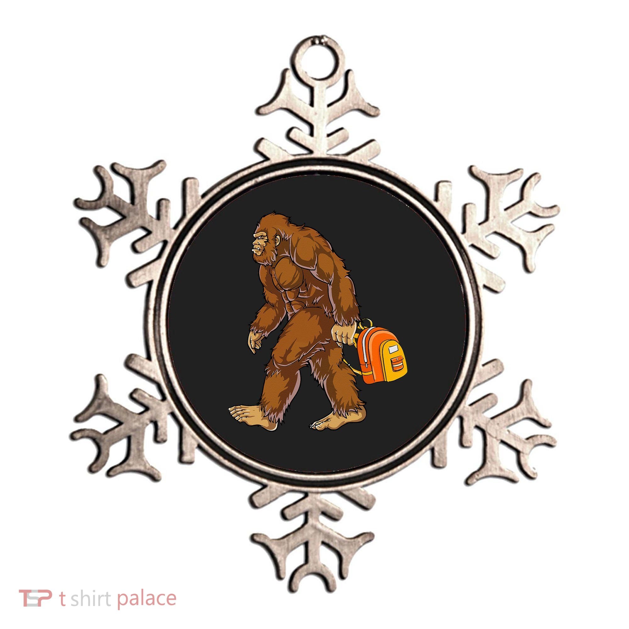 Bigfoot Carrying a Backpack Sasquatch Back To School Funny Ornament