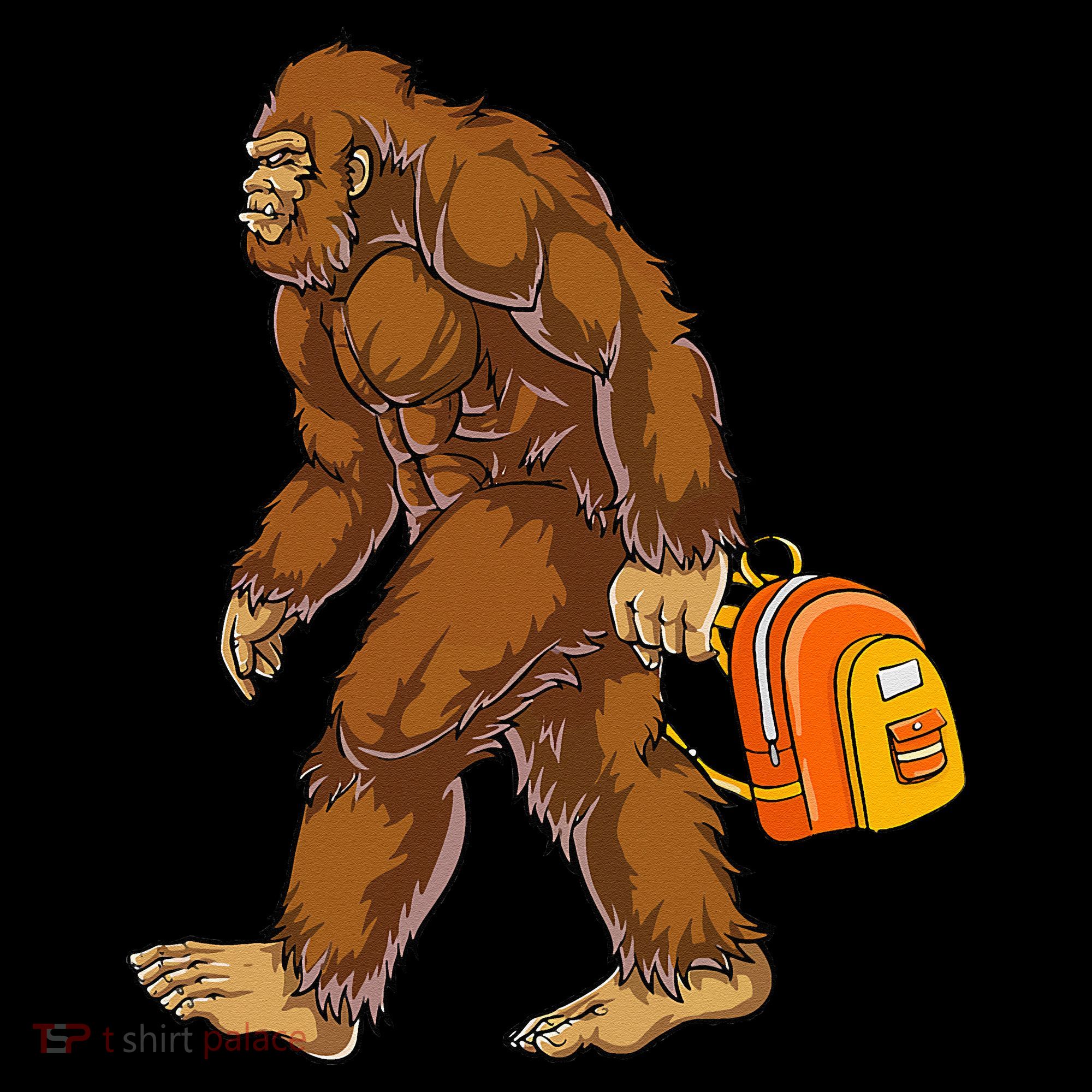 Bigfoot Carrying a Backpack Sasquatch Back To School Funny Women's Tank Top