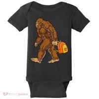 Bigfoot Carrying a Backpack Sasquatch Back To School Funny Baby Bodysuit thumb 0