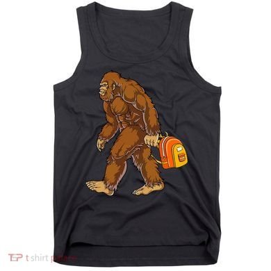 Bigfoot Carrying a Backpack Sasquatch Back To School Funny Tank Top