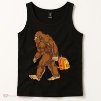 Bigfoot Carrying a Backpack Sasquatch Back To School Funny Tank Top thumb 2