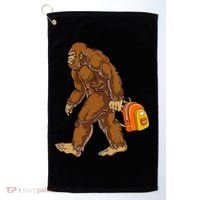 Bigfoot Carrying a Backpack Sasquatch Back To School Funny Golf Towel thumb 0