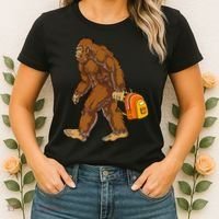 Bigfoot Carrying a Backpack Sasquatch Back To School Funny Women's T-Shirt thumb 2