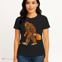 Bigfoot Carrying a Backpack Sasquatch Back To School Funny Women's T-Shirt thumb 4