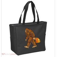 Bigfoot Carrying a Backpack Sasquatch Back To School Funny Tote Bag thumb 2