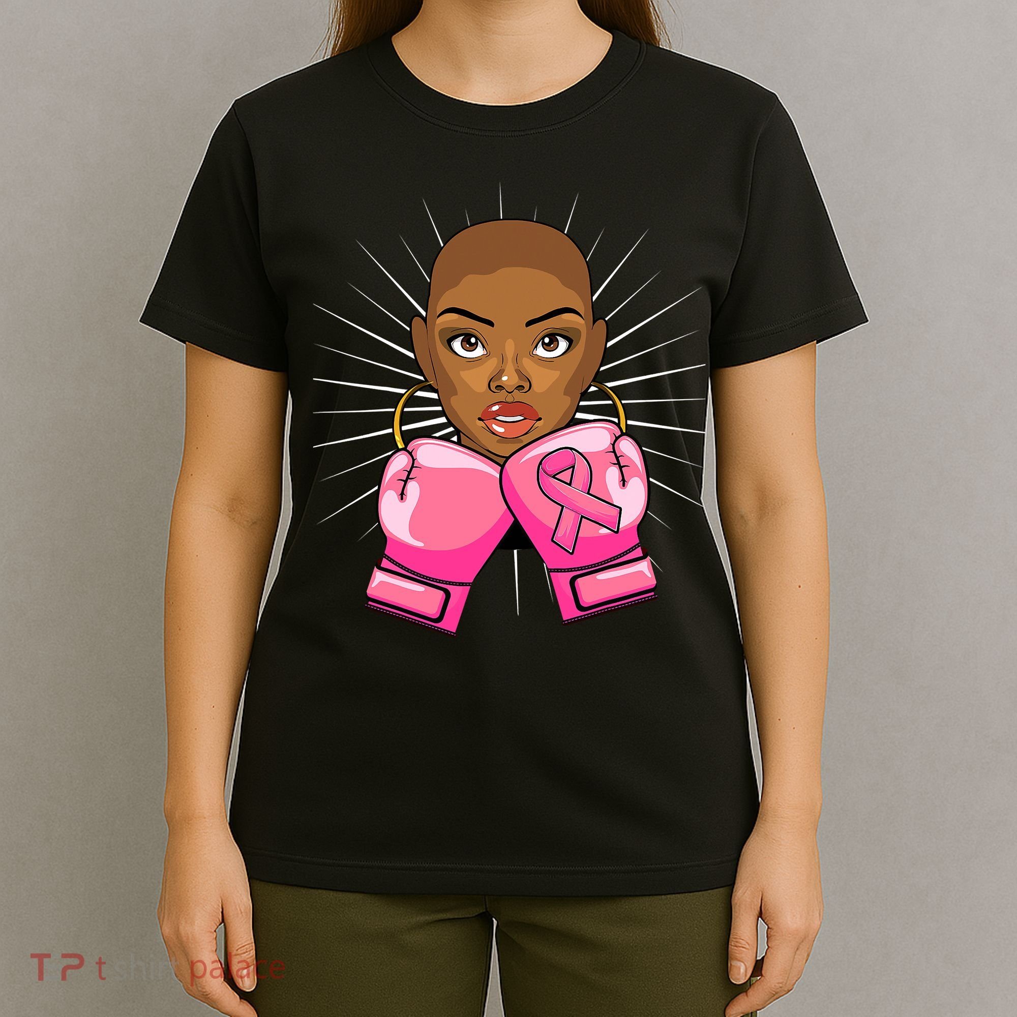 Breast Cancer Afro African American For Women Girls T-Shirt