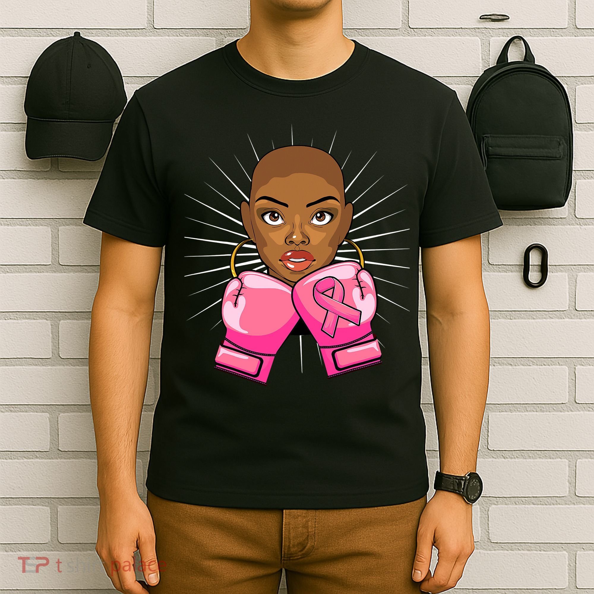 Breast Cancer Afro African American For Women Girls T-Shirt