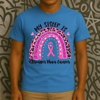 Breast Cancer Awareness My Sister Is Stronger Than Cancer Meaningful Gift T-Shirt thumb 3
