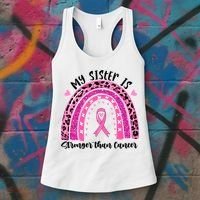 Breast Cancer Awareness My Sister Is Stronger Than Cancer Meaningful Gift Women's Tank Top thumb 3