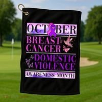 Breast Cancer And Domestic Violence Awareness Golf Towel thumb 1