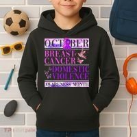 Breast Cancer And Domestic Violence Awareness Kids Hoodie thumb 2