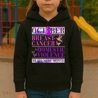 Breast Cancer And Domestic Violence Awareness Kids Hoodie thumb 3