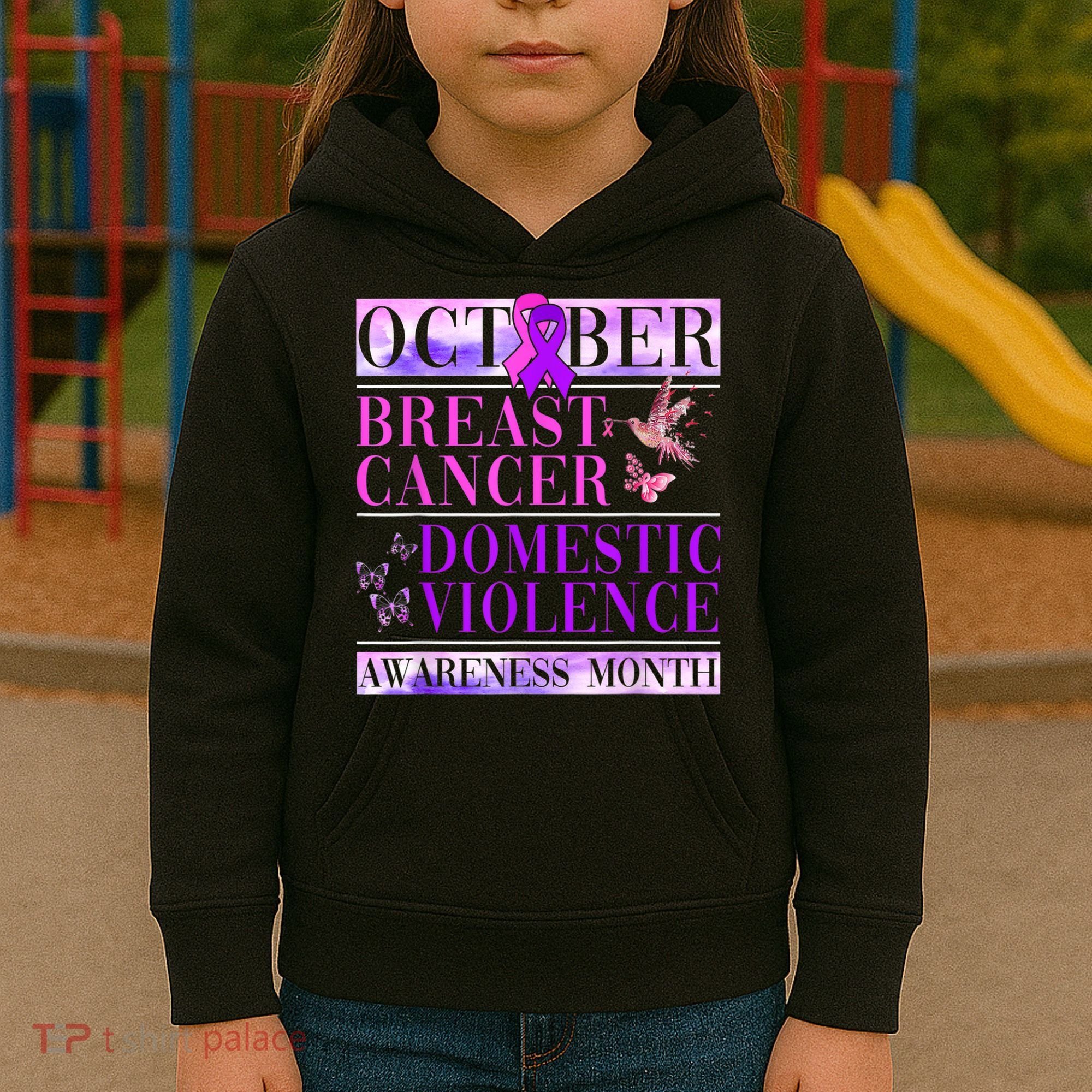 Breast Cancer And Domestic Violence Awareness Kids Hoodie