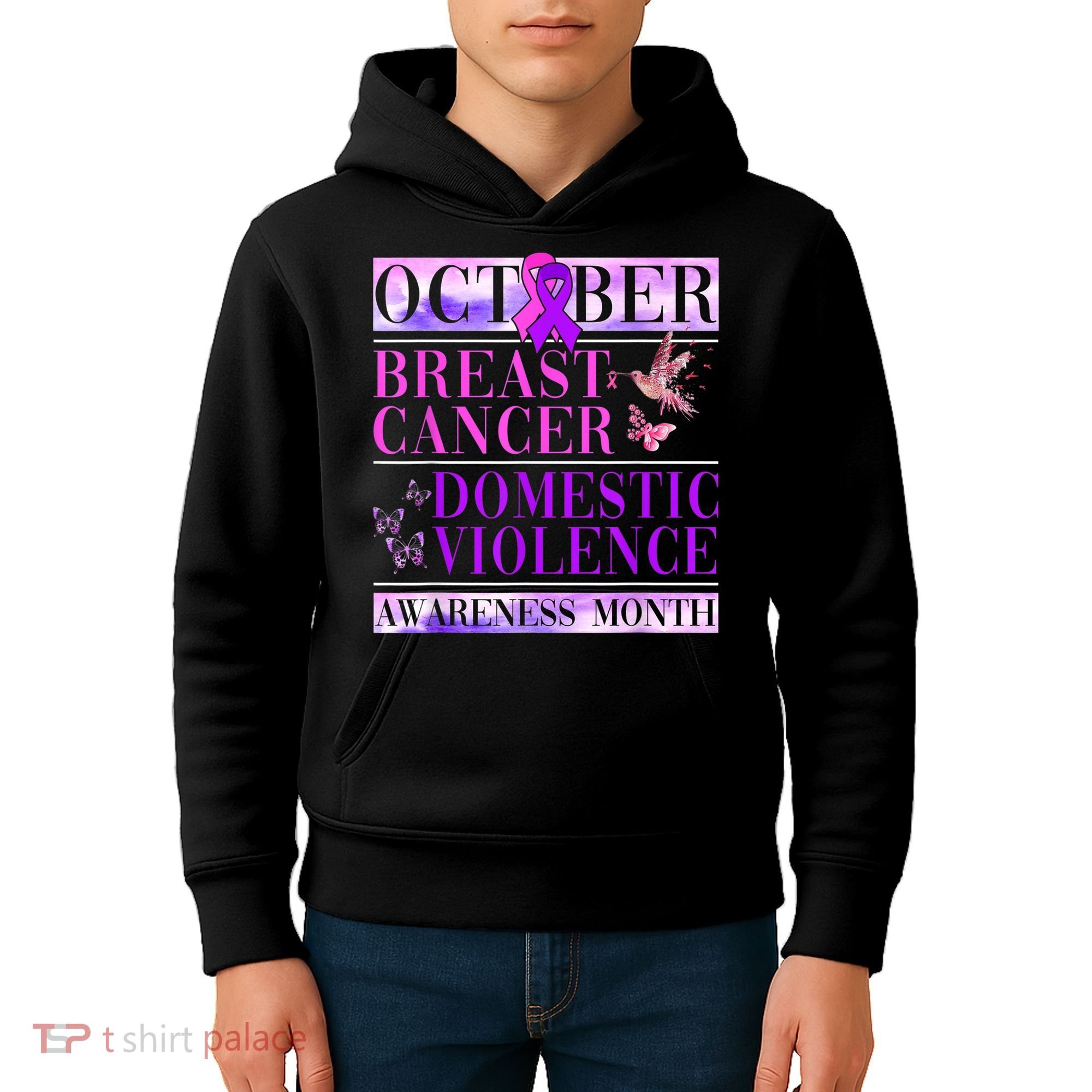 Breast Cancer And Domestic Violence Awareness Kids Hoodie