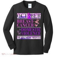 Breast Cancer And Domestic Violence Awareness Kids Long Sleeve Shirt thumb 0