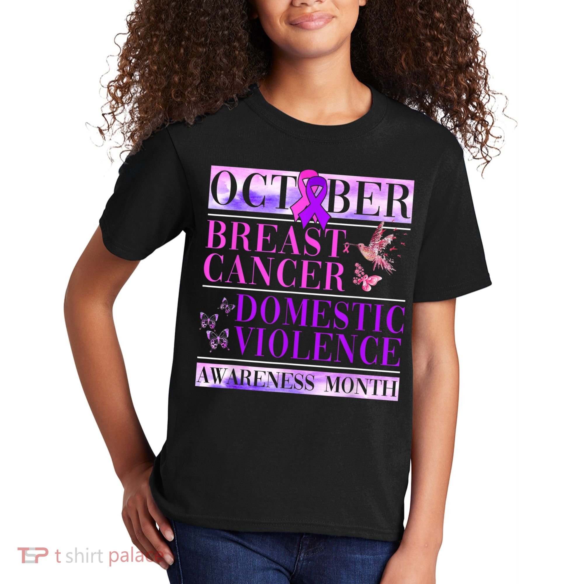 Breast Cancer And Domestic Violence Awareness Kids T-Shirt