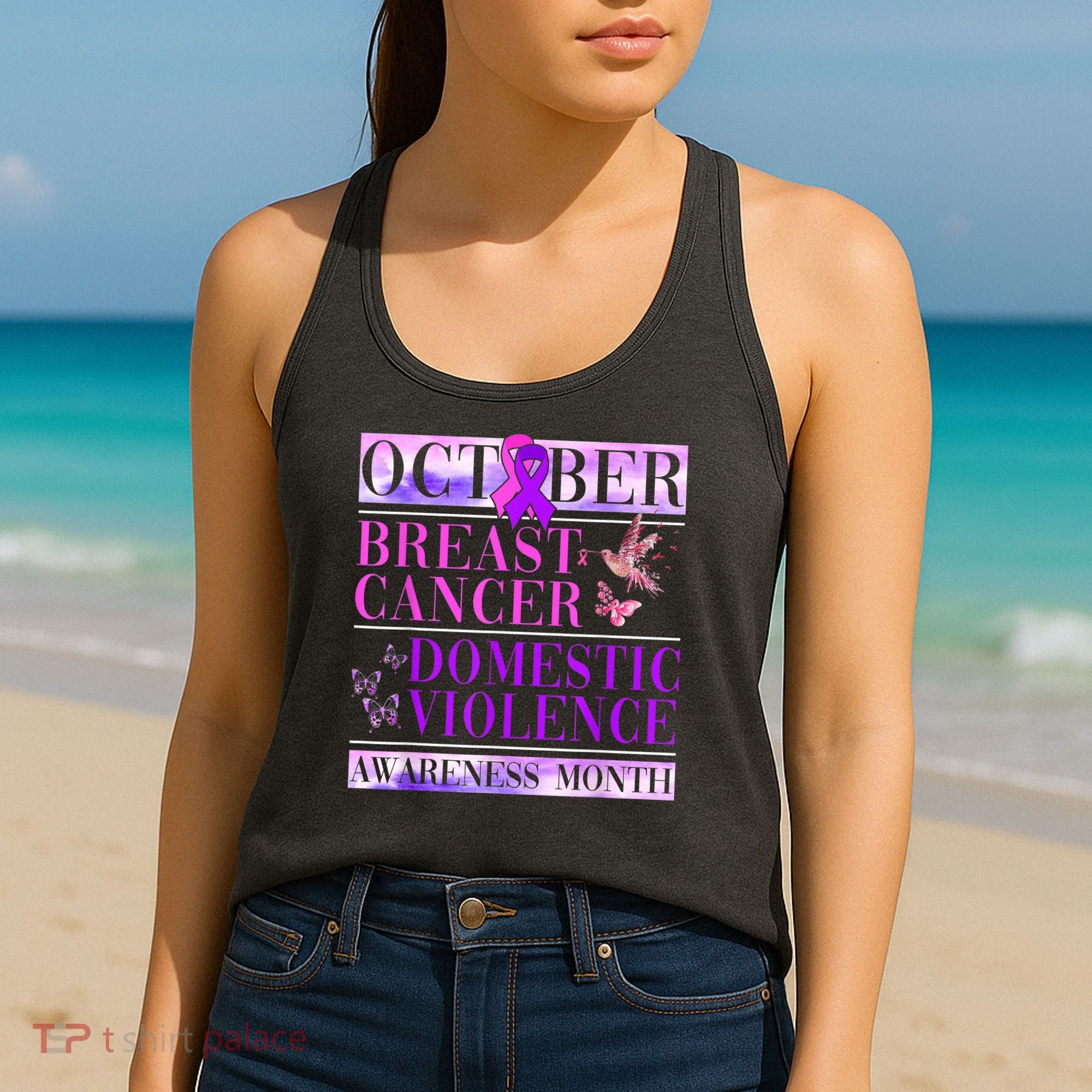 Breast Cancer And Domestic Violence Awareness Women's Tank Top