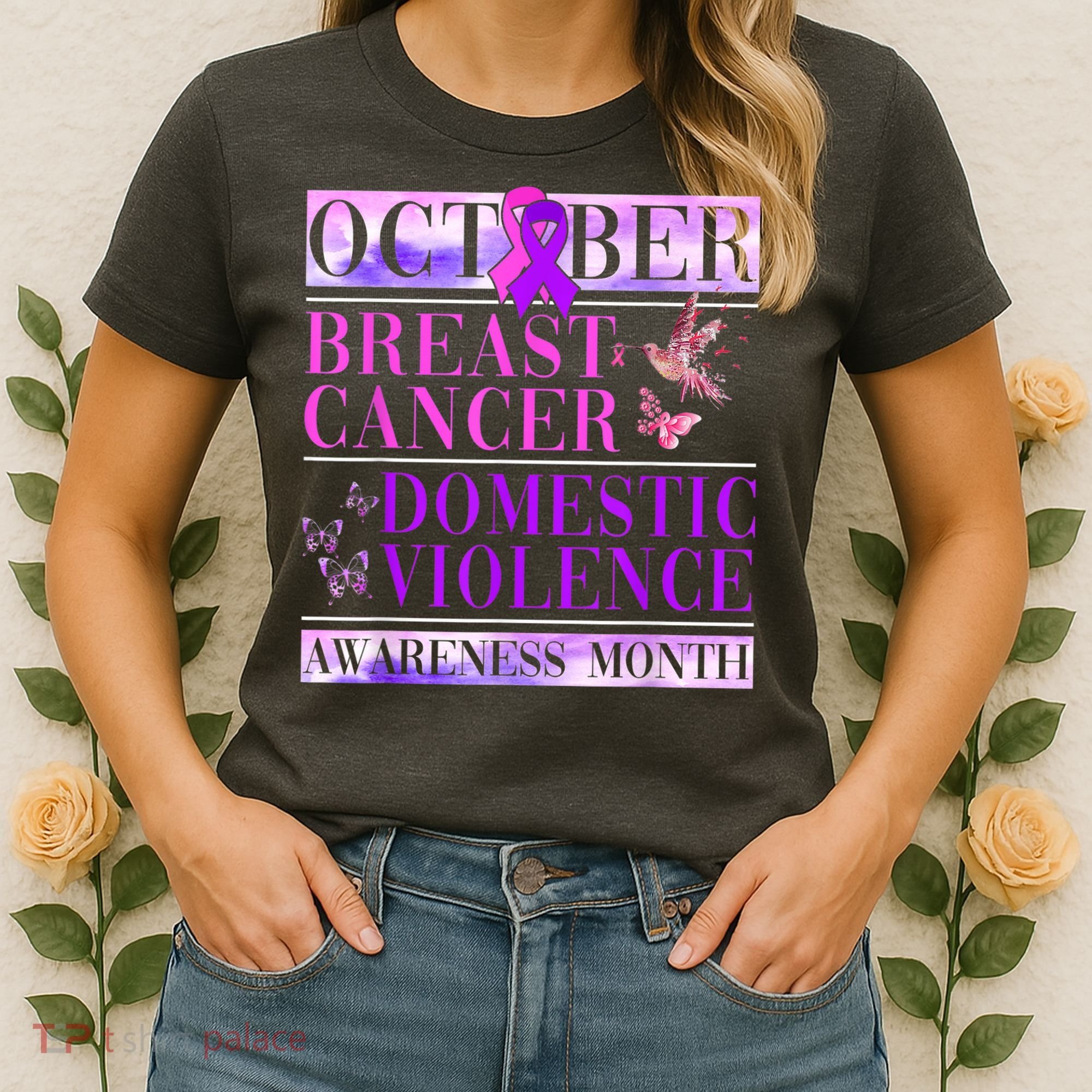 Breast Cancer And Domestic Violence Awareness Women's T-Shirt
