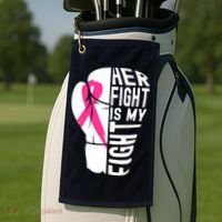 Breast Cancer Awareness Husband Support Squad Golf Towel thumb 2