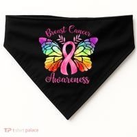 Breast Cancer Awareness Pink Ribbon Butterfly USA-Made Doggie Bandana thumb 0