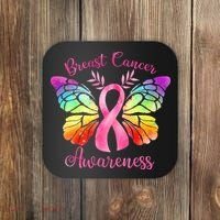 Breast Cancer Awareness Pink Ribbon Butterfly Coaster thumb 0