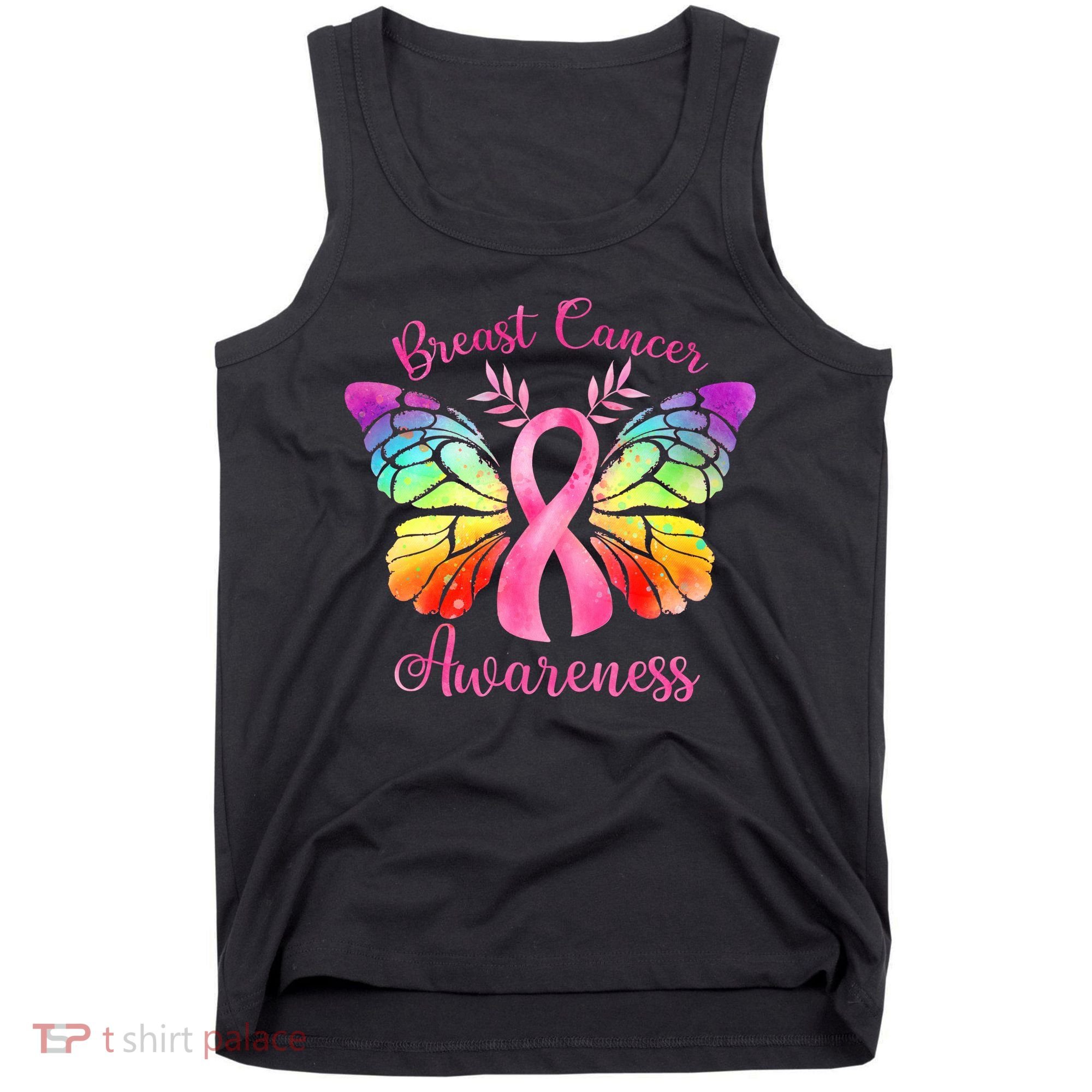 Breast Cancer Awareness Pink Ribbon Butterfly Tank Top