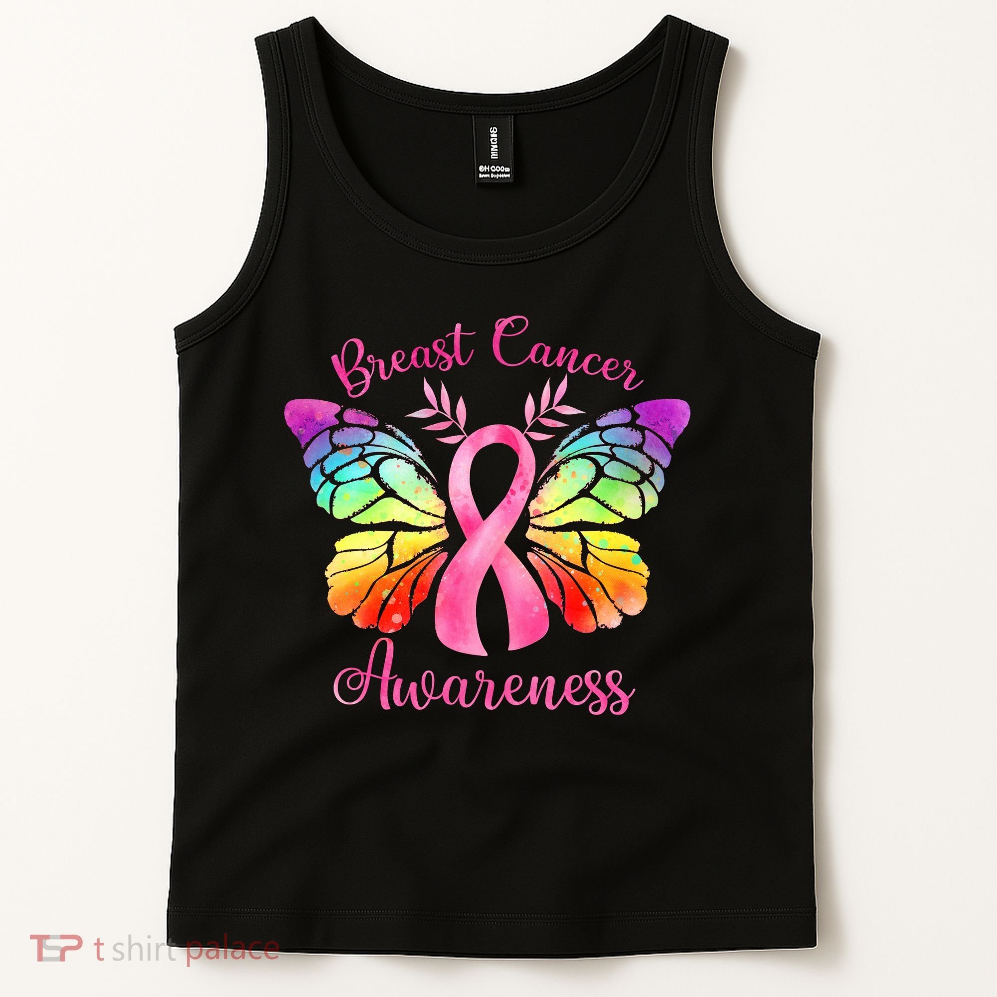 Breast Cancer Awareness Pink Ribbon Butterfly Tank Top