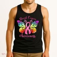 Breast Cancer Awareness Pink Ribbon Butterfly Tank Top thumb 3