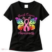 Breast Cancer Awareness Pink Ribbon Butterfly Women's T-Shirt thumb 0