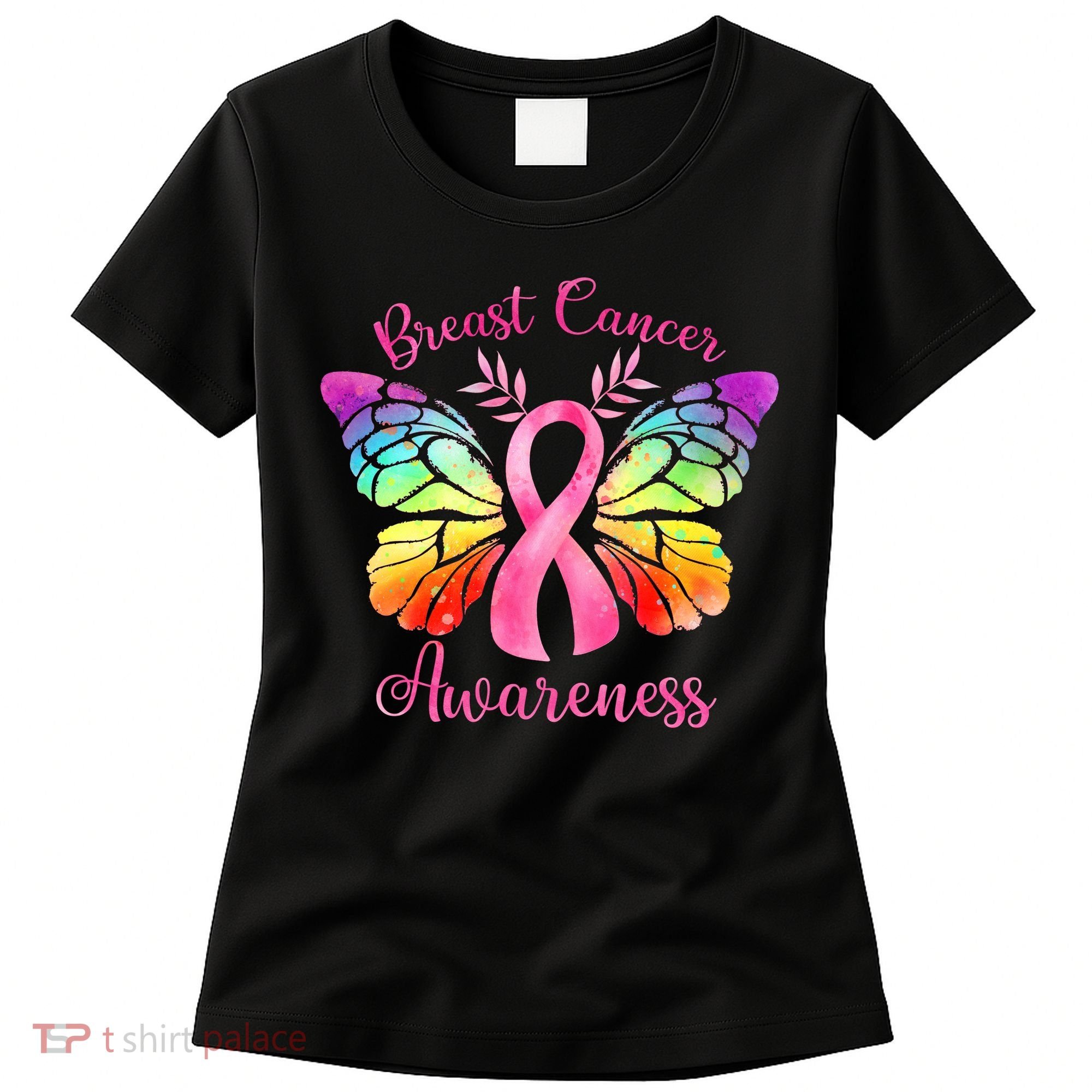 Breast Cancer Awareness Pink Ribbon Butterfly Women's T-Shirt