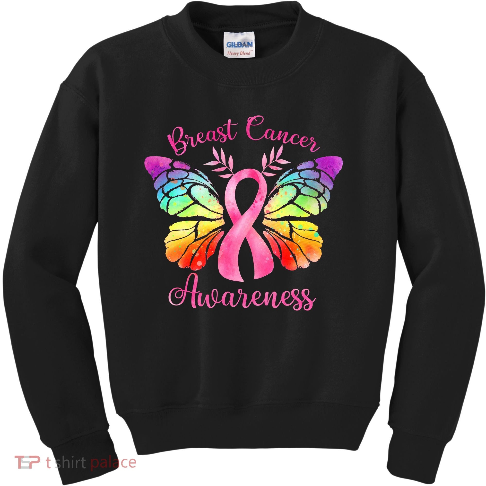 Breast Cancer Awareness Pink Ribbon Butterfly Kids Sweatshirt