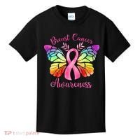 Breast Cancer Awareness Pink Ribbon Butterfly Kids T-Shirt thumb 0