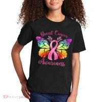 Breast Cancer Awareness Pink Ribbon Butterfly Kids T-Shirt thumb 2