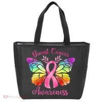 Breast Cancer Awareness Pink Ribbon Butterfly Tote Bag thumb 0