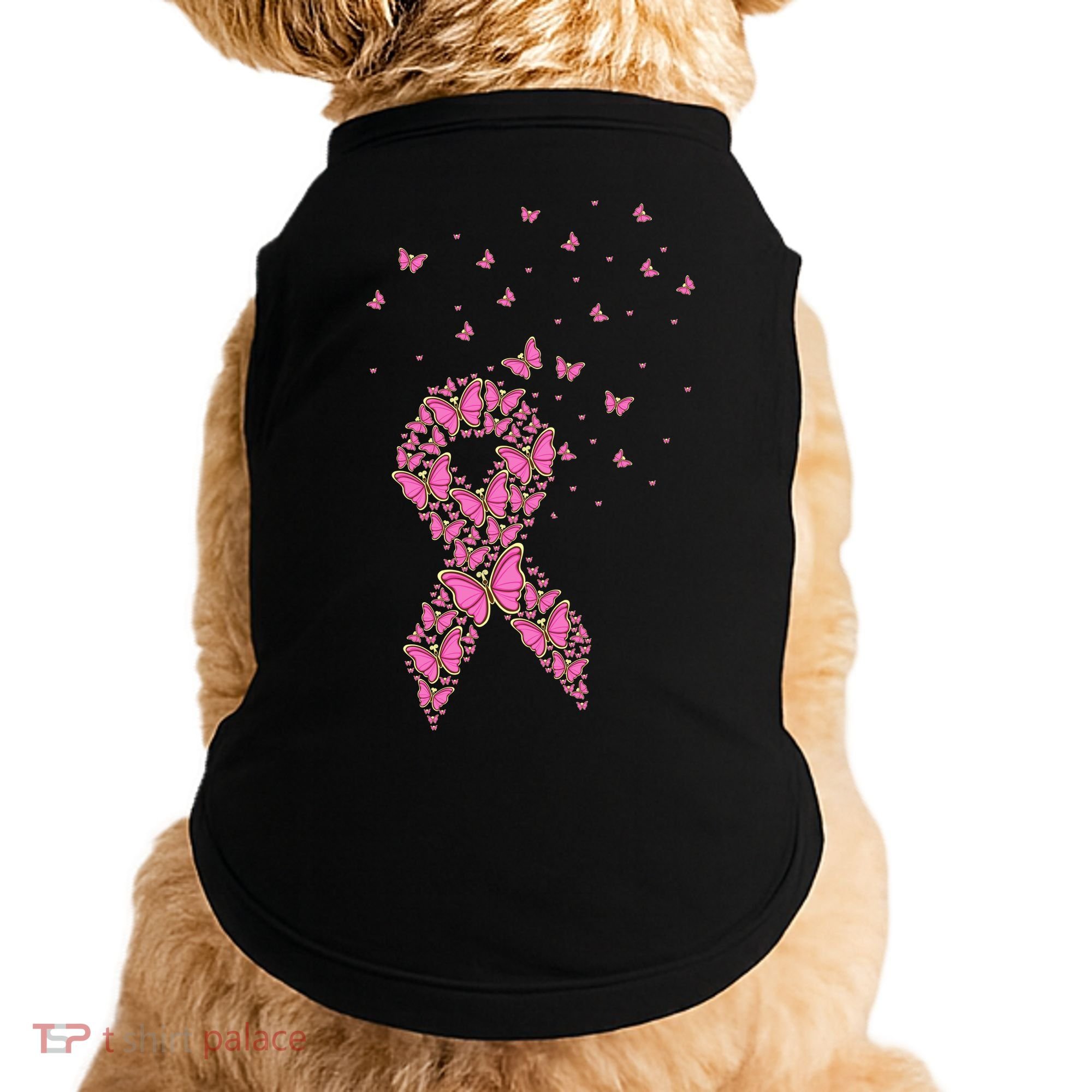 Breast Cancer Awareness Pink Butterfly Ribbon Doggie Tank