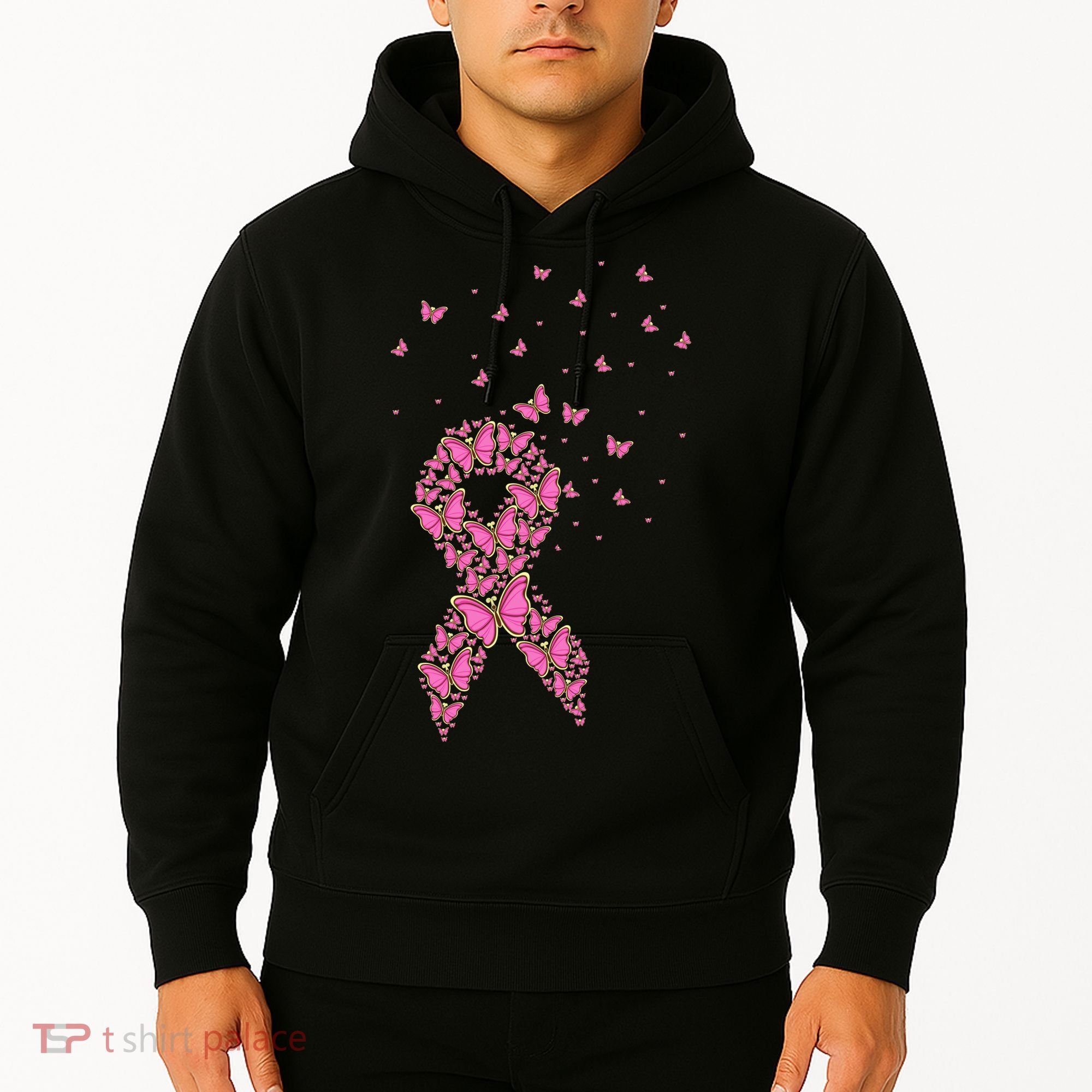 Breast Cancer Awareness Pink Butterfly Ribbon Hoodie